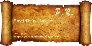 Paxián Maxim névjegykártya